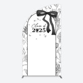 Lofaris Black White Bow Floral Congrats Graduation Half Moon Arch Backdrop